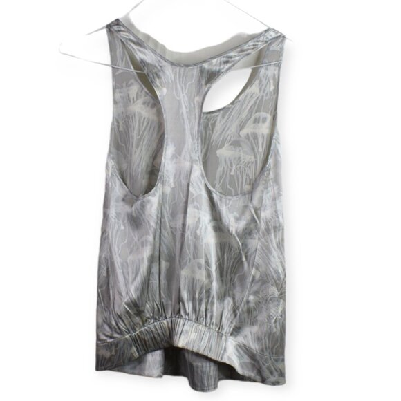 Helmut Lang Tank M Womens Gray Printed Scoop Neck Sleeveless Silk Blend - Picture 9 of 11